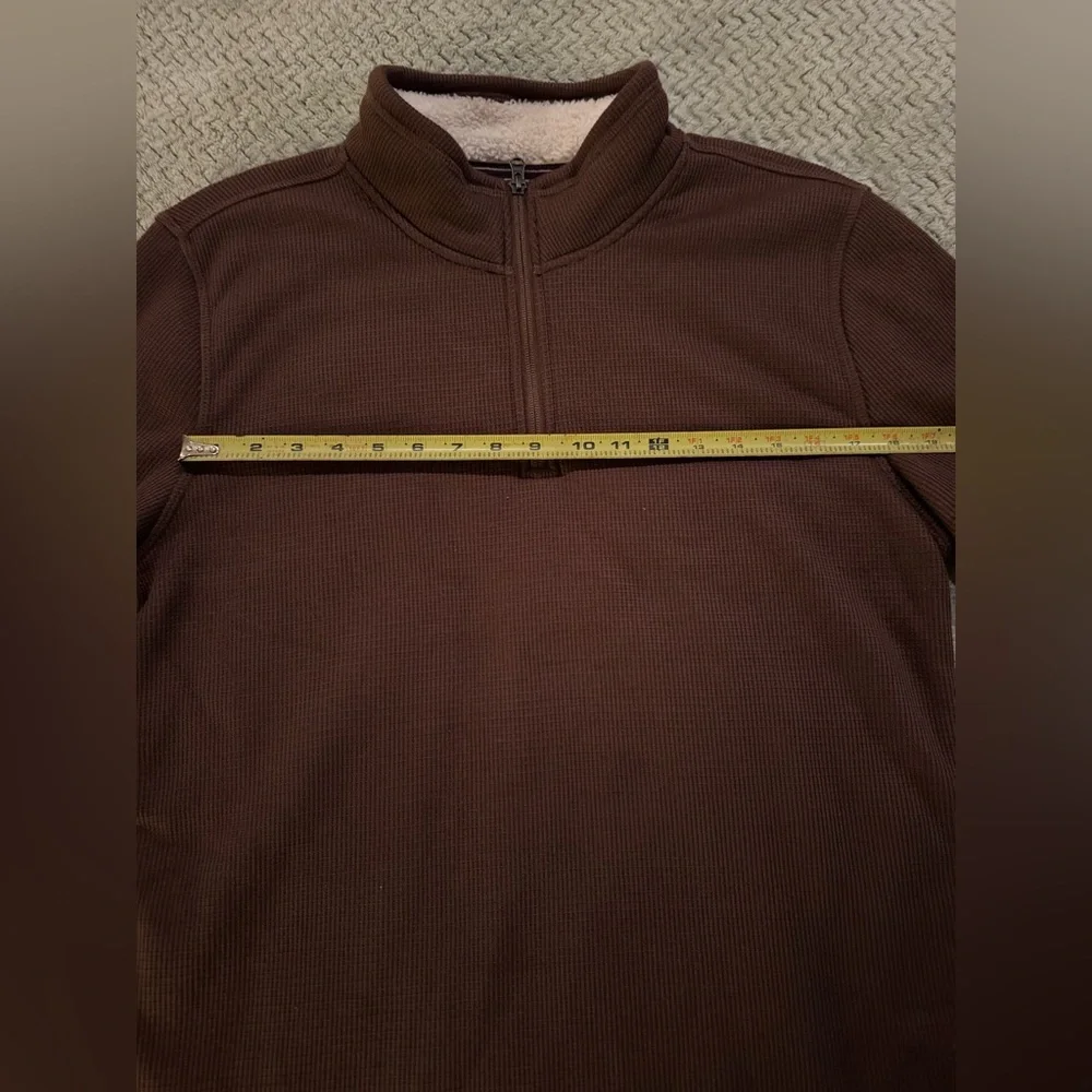 Men's Brown Zip-Up Sweater With Sherpa Lining - Picture 6 of 6